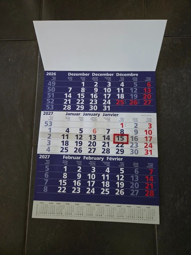 Monats wandkalender 2027 - 3-monats-wandkalender,