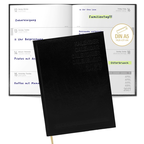 Planwise black buchkalender - black,