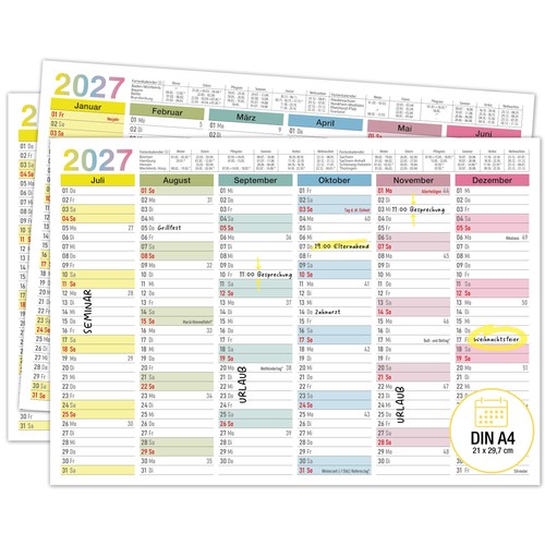 Tafelkalender 2027 bunt din - 2027,